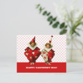 ヴィンテージおもしろいキッズバレンタインデー シーズンポストカード (スタンド正面)