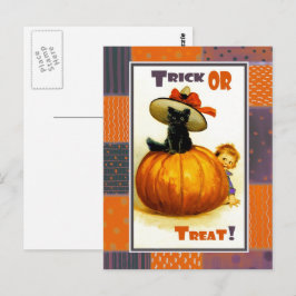 ヴィンテージおもしろいキッドのハロウィンはがき ポストカード