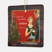ヴィンテージおもしろいクリスマスパインウッド セラミックオーナメント (左)