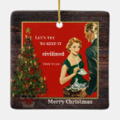 ヴィンテージおもしろいクリスマスパインウッド セラミックオーナメント (裏面)