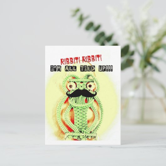 ヴィンテージおもしろいグリーンのカエルの口ひめがすべて結び付いている ポストカード (スタンド正面)