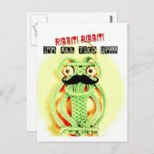 ヴィンテージおもしろいグリーンのカエルの口ひめがすべて結び付いている ポストカード (正面/裏面)