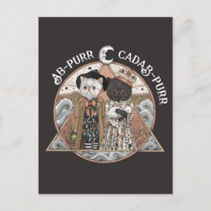 ヴィンテージおもしろいコテージコアキャットウィッチハロウィーン ポストカード