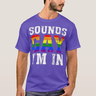 ヴィンテージおもしろいサウンドゲイImにレインボーフラグ Tシャツ