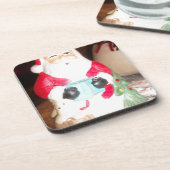 ヴィンテージおもしろいサンタウィズスノーアートプリント コースター (左側)