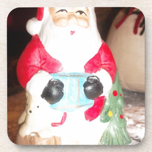 ヴィンテージおもしろいサンタウィズスノーアートプリント コースター (正面)