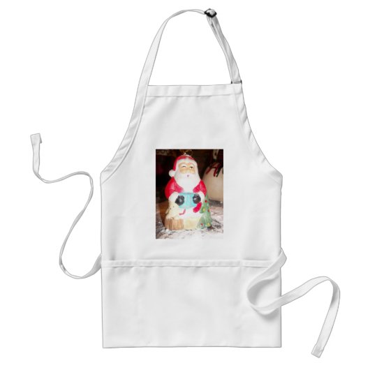 ヴィンテージおもしろいサンタウィズスノーアートプリント スタンダードエプロン (正面)