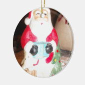 ヴィンテージおもしろいサンタウィズスノーアートプリント セラミックオーナメント (左)