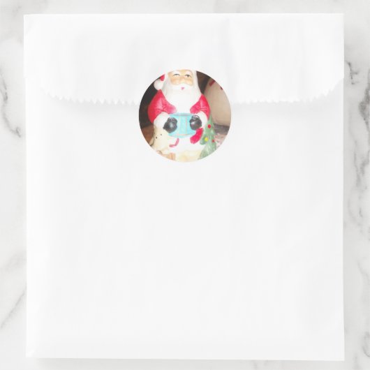 ヴィンテージおもしろいサンタウィズスノーアートプリント ラウンドシール (バッグ)