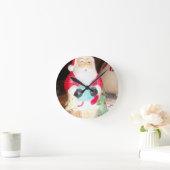 ヴィンテージおもしろいサンタウィズスノーアートプリント ラウンド壁時計 (ホーム)