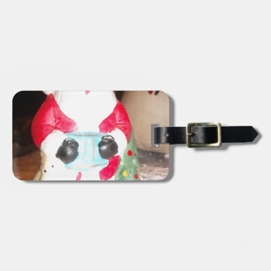 ヴィンテージおもしろいサンタウィズスノーアートプリント ラゲッジタグ (正面横)