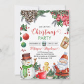 ヴィンテージおもしろいサンタクリスマスパーティー 招待状 (正面)