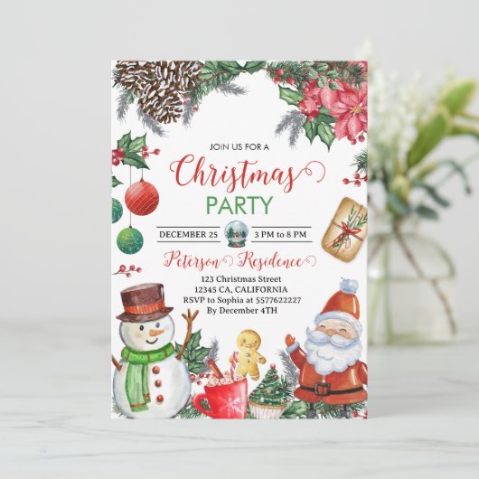 ヴィンテージおもしろいサンタクリスマスパーティー 招待状 (スタンド正面)