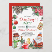 ヴィンテージおもしろいサンタクリスマスパーティー 招待状 (正面/裏面)