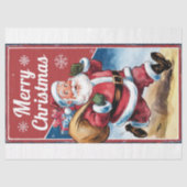 ヴィンテージおもしろいサンタクロースとクリスマスバッグ 薄葉紙 (正面)
