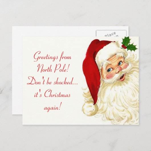ヴィンテージおもしろいサンタクロース葉書 シーズンポストカード (正面/裏面)