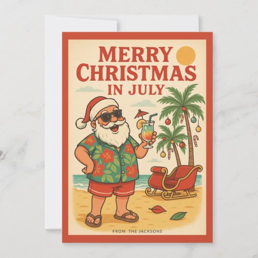 ヴィンテージおもしろいサンタクロース・メリークリスマス(7月) シーズンカード (正面)