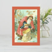 ヴィンテージおもしろいサンタバギンバディーレッドホリデーカード シーズンカード (スタンド正面)