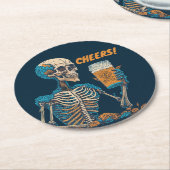 ヴィンテージおもしろいスケートビールモダン飲料 ラウンドペーパーコースター (アングル)