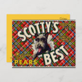 ヴィンテージおもしろいスコティ犬の格子状ラベル – 葉書 ポストカード (正面/裏面)