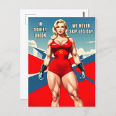 ヴィンテージおもしろいスタイルソ連USSRジム筋肉ユーモア ポストカード (正面/裏面)