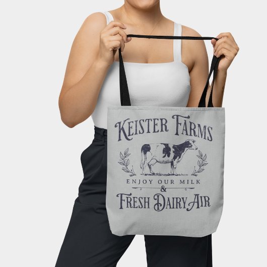 ヴィンテージおもしろいスタイル牛ファームジョークサインブルー トートバッグ