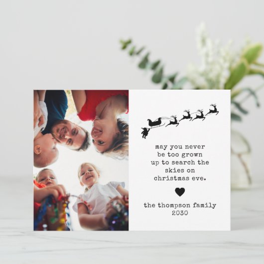 ヴィンテージおもしろいタイポグラフィ1枚フォトレッドクリスマス シーズンカード (スタンド正面)