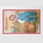 ヴィンテージおもしろいチャイルドとハロウィーンカボチャ 薄葉紙 (正面)