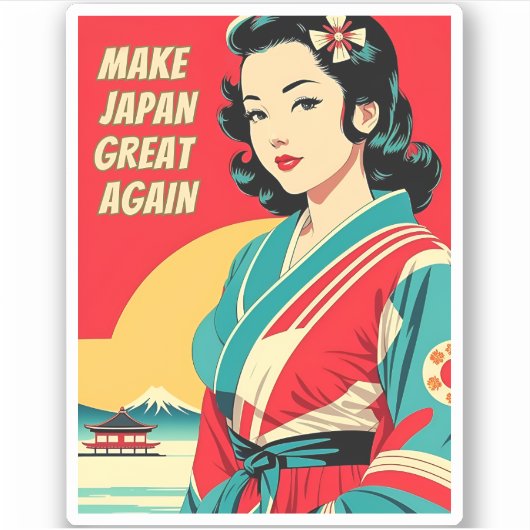 ヴィンテージおもしろいトラベルジャパンユーモアレトロスタイル シール (正面)