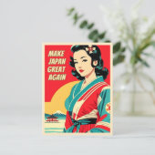 ヴィンテージおもしろいトラベルジャパンユーモアレトロスタイル ポストカード (スタンド正面)