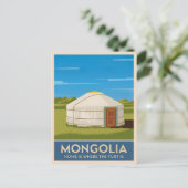 ヴィンテージおもしろいトラベルモンゴリアユルトレトロスタイル ポストカード (スタンド正面)