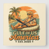 ヴィンテージおもしろいトランプアメリカ湾2025 スクエア壁時計 (正面)