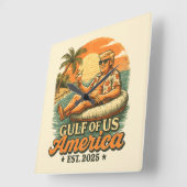 ヴィンテージおもしろいトランプアメリカ湾2025 スクエア壁時計 (傾斜)