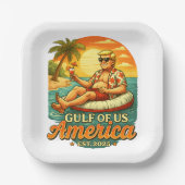ヴィンテージおもしろいトランプアメリカ湾2025 ペーパープレート (正面)