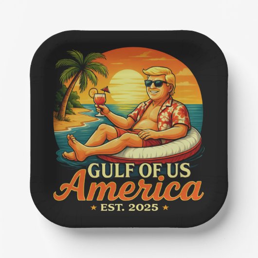 ヴィンテージおもしろいトランプアメリカ湾2025 ペーパープレート (正面)