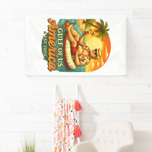 ヴィンテージおもしろいトランプアメリカ湾2025 横断幕 (インサイチュ)