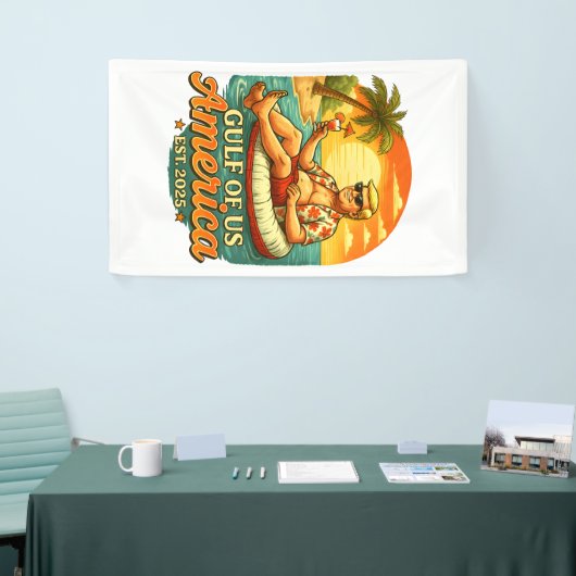 ヴィンテージおもしろいトランプアメリカ湾2025 横断幕 (トレードショー)