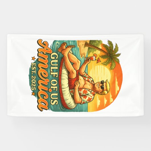 ヴィンテージおもしろいトランプアメリカ湾2025 横断幕 (横)