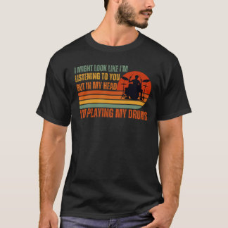 ヴィンテージおもしろいドラマーことわざ音楽ラバードラマー Tシャツ