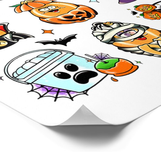 ヴィンテージおもしろいナガッツミールバケットハロウィン不気味 ポスター (角)