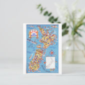 ヴィンテージおもしろいニュージーランドの地図 ポストカード (スタンド正面)