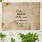 ヴィンテージおもしろいハロウィーンの歓迎こども キッチンタオル (折り畳み)