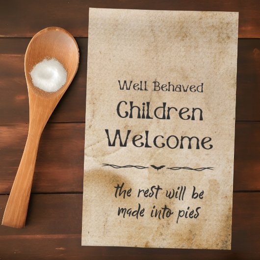 ヴィンテージおもしろいハロウィーンの歓迎こども キッチンタオル