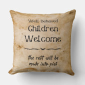 ヴィンテージおもしろいハロウィーンの歓迎こども クッション (正面)