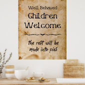 ヴィンテージおもしろいハロウィーンの歓迎こども ポスター (キッチン)