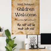 ヴィンテージおもしろいハロウィーンの歓迎こども ポスター (ホームオフィス)