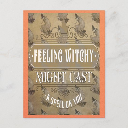 ヴィンテージおもしろいハロウィーンウィッチウィッチスペル ポストカード (正面)