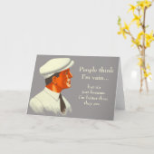 ヴィンテージおもしろいハンサムで虚栄心のある紳士 カード (黄色い花)