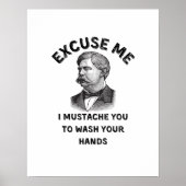 ヴィンテージおもしろいバスルーム口ひげ引用文 ポスター (正面)