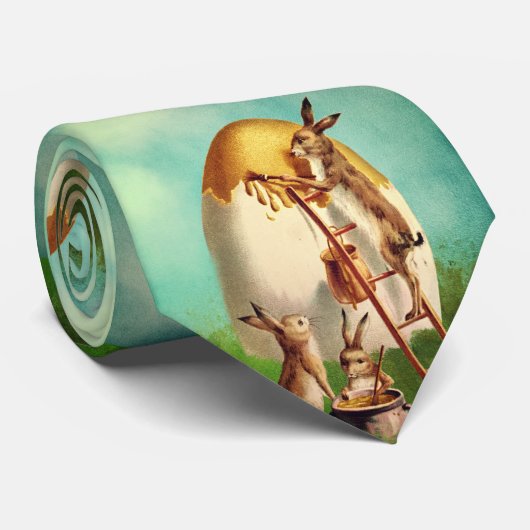 ヴィンテージおもしろいバニーとイースター卵 ネクタイ (ロール)
